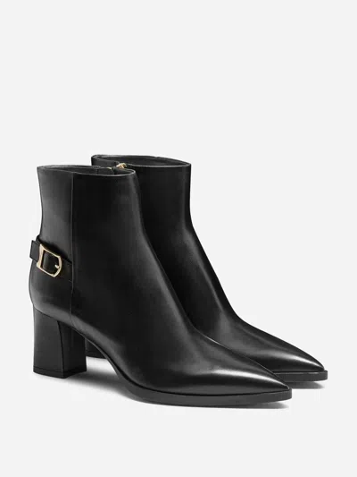 Santoni 70mm Buckle-detail Pointed-toe Boots In Black