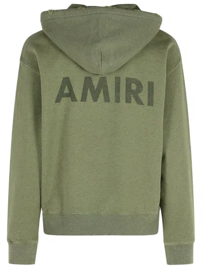 Amiri Cotton Sweatshirt Hooded Kangaroo Pocket In Green