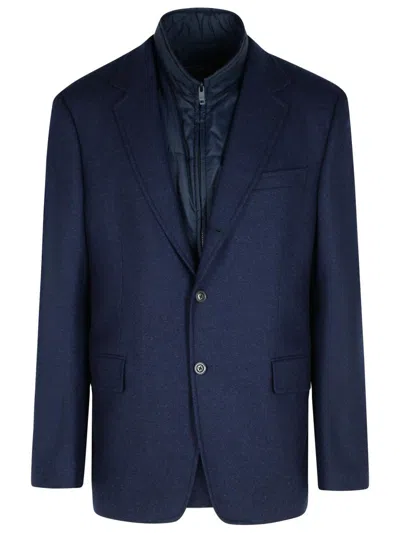 Fay Two-button Peak-lapel Jacket In Blue