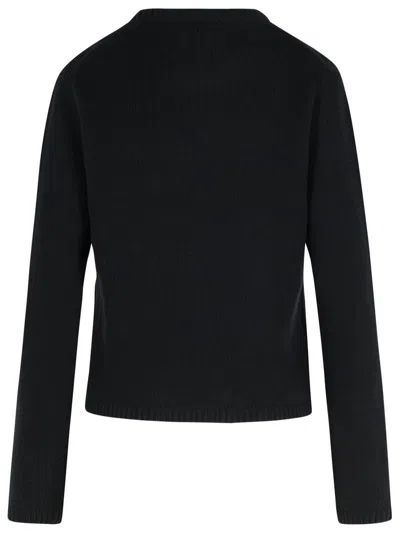 Moncler Cropped Sweater With Contrasting Embroidered Logo In Black