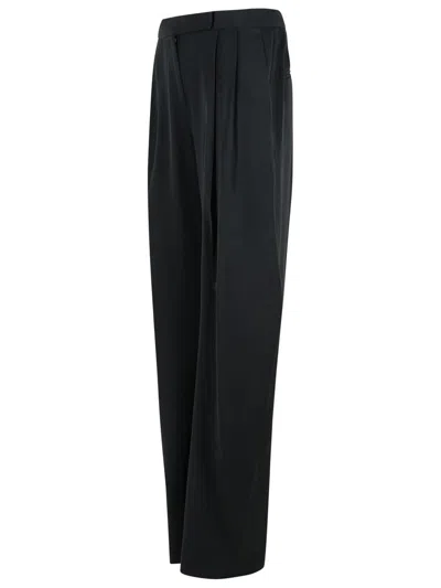 Attico Gary Long Black Virgin Wool Pants In Black
