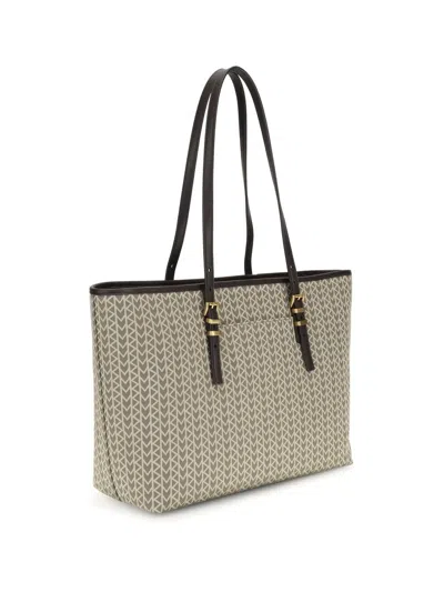 Michael Kors Quinn Large Jacquard Logo Tote Bag In Brown