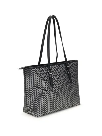 Michael Kors Quinn Large Mk2000 Logo Jacquard Tote Bag In Black