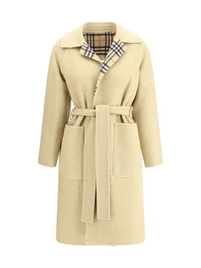 Burberry Women Reversible Wool Robe Coat In Neutral