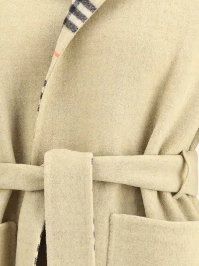 Burberry Women Reversible Wool Robe Coat In Neutral