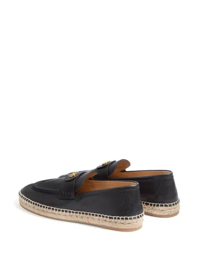Valentino Avenue Palm Goatskin Espadrilles With Jute Sole In Black