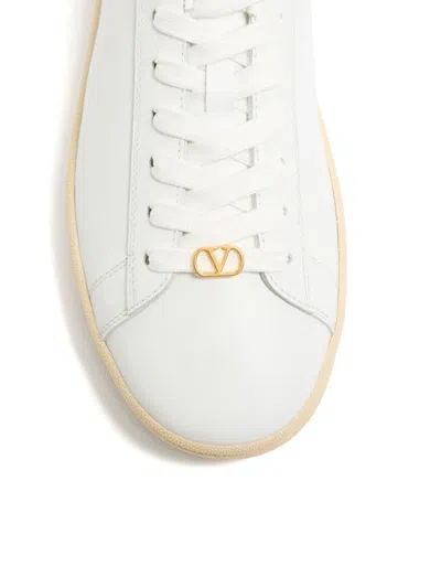 Valentino Royco Low-top Leather Sneakers With Italian Sizing In White