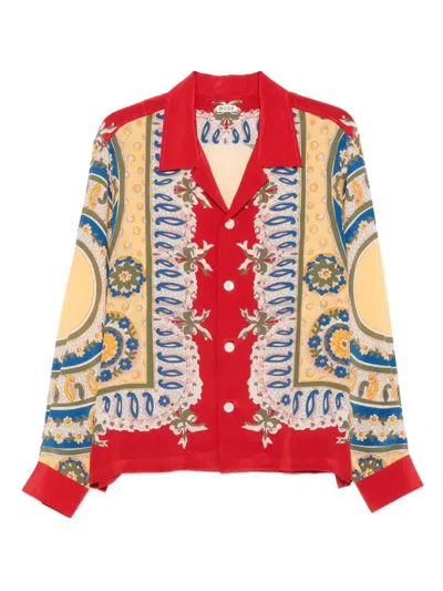 Bode Bricolage Silk Shirt In Multi