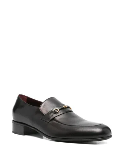 Husbands Leather Bar Loafers In Black