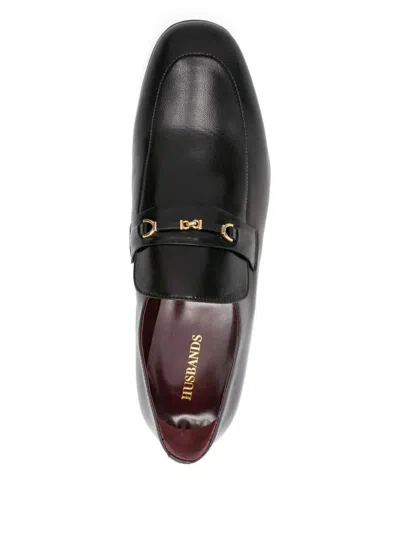 Husbands Leather Bar Loafers In Black