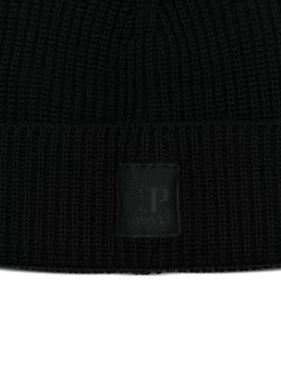 C.p. Company Cp Company Accessories Knit Cap In Extrafine Merino Wool In Black