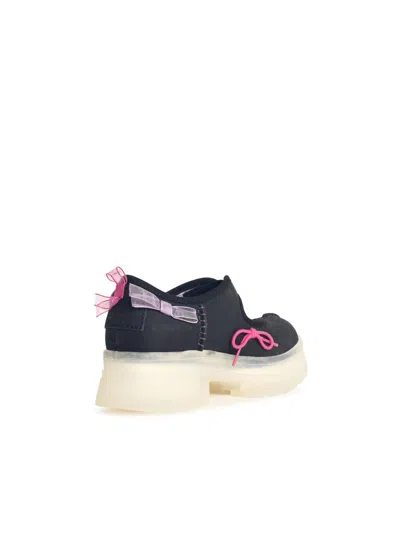 Ugg Mary Jane Flats With Translucent Sole And Decorative Bows In Black