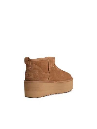 Ugg Classic Ultra Mini Platform Ankle Boots In Chestnut In Sand