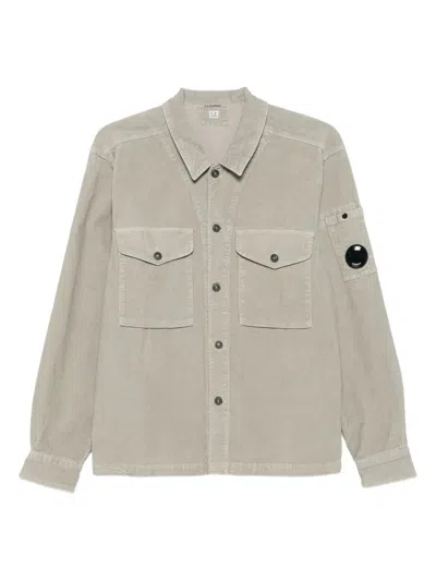C.p. Company Lens-detail Corduroy Shirt Jacket In Neutral