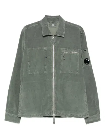 C.p. Company C.p.company Corduroy Shirt Jacket With Lens Detail In Gray