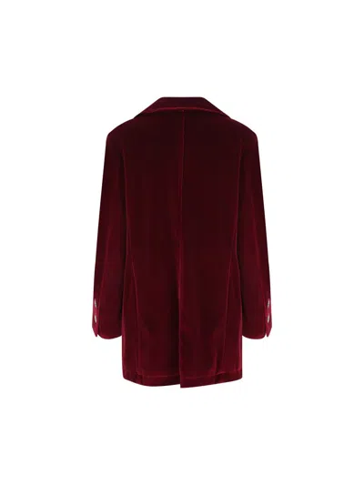 Camplin Double-breasted Velvet Coat In Multi