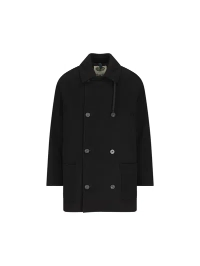 Camplin Peacoat In Wool Blend In Black