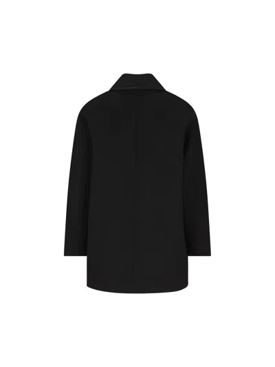 Camplin Peacoat In Wool Blend In Black