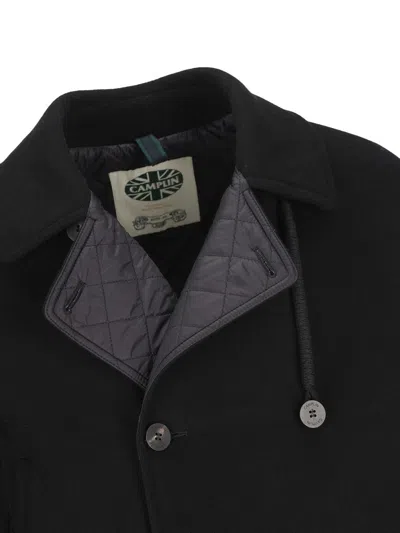 Camplin Peacoat In Wool Blend In Black