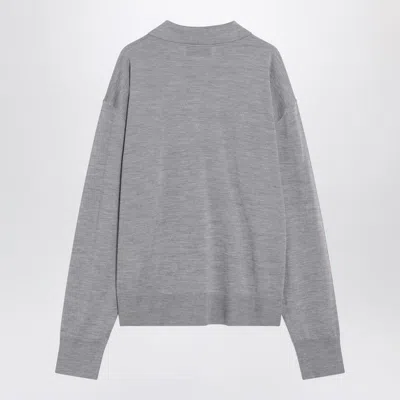 Ami Alexandre Mattiussi Ami Paris Grey Wool And Silk Polo Ami De Coeur Men In Gray