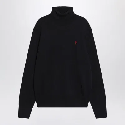 Ami Alexandre Mattiussi Ami Paris Ami De Coeur Midnight Blue Turtleneck In Black