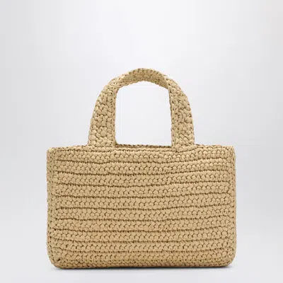 Valentino Small Tote Viva Superstar Crochet Rafia In Gray