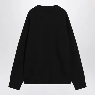 Ami Alexandre Mattiussi Ami Black Cotton Jersey Fleece Sweater With Monogram Motif In Black