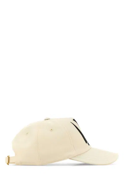 Valentino Ivory Cotton Baseball Cap In Neutral