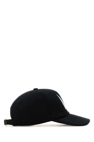 Valentino Cotton Baseball Cap With Embroidery And Curved Brim In Black