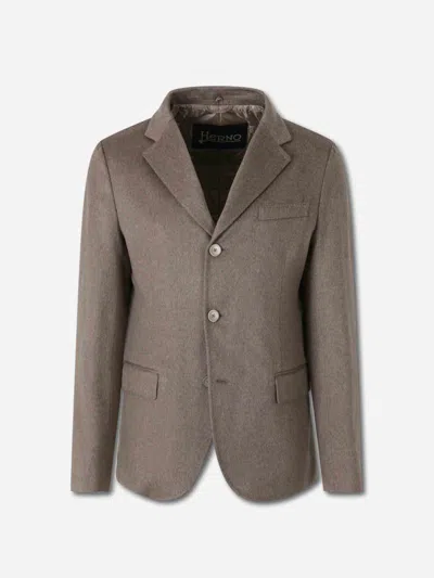 Herno Three-button Wool Jacket In Brown