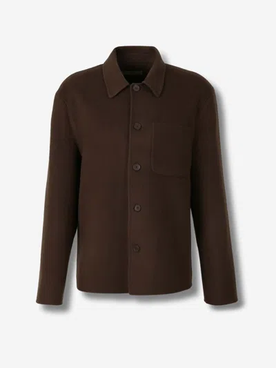 Officine Generale Button-fastening Patch-pocket Jacket In Brown