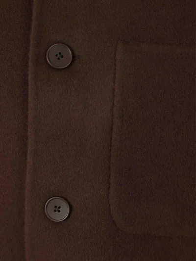 Officine Generale Button-fastening Patch-pocket Jacket In Brown