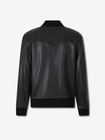 Officine Generale Christo Leather Bomber Jacket In Black