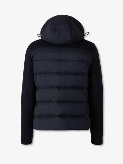 Moorer Allori Quilted Knitted-sleeve Jacket In Blue