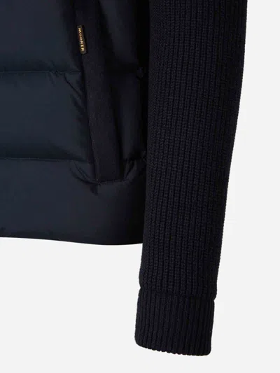 Moorer Allori Quilted Knitted-sleeve Jacket In Blue