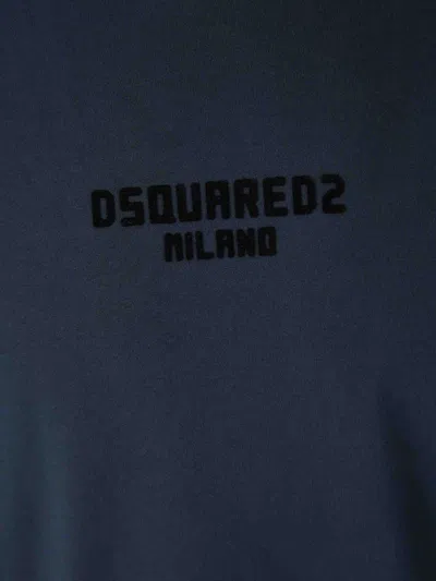 Dsquared2 Logo-embroidered Crewneck T-shirt In Blue
