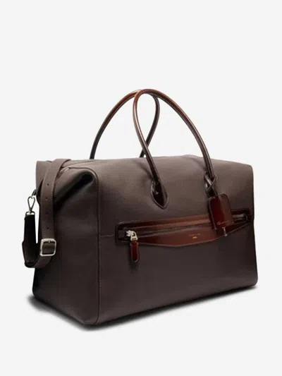 Santoni Leather Top-handle Travel Bag In Brown