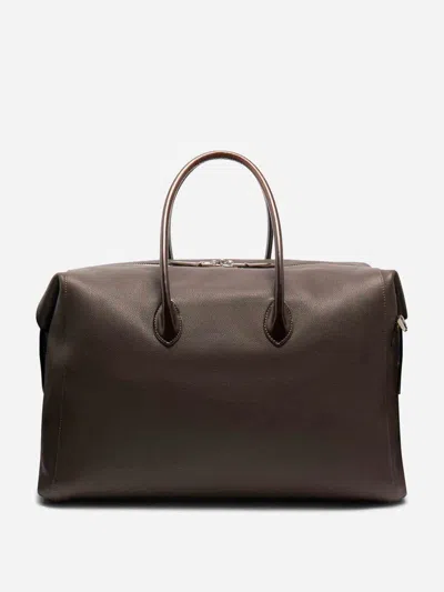 Santoni Leather Top-handle Travel Bag In Brown