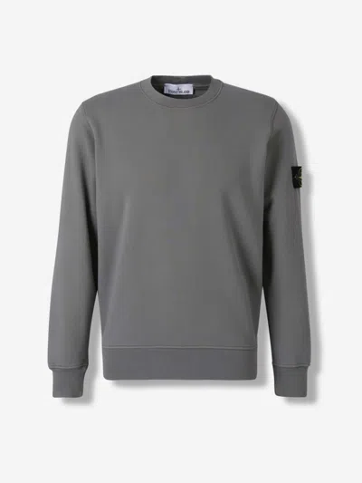 Stone Island Compass Badge Cotton Sweatshirt In Gray
