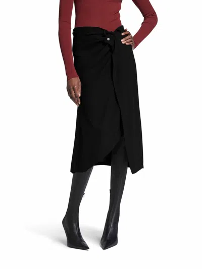 Balenciaga Draped Tailored Crepe Skirt In Black