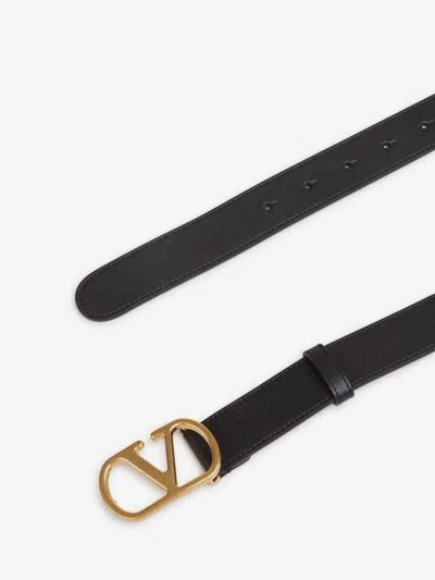 Valentino Garavani Vlogo Leather Belt In Black