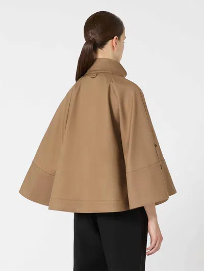Max Mara Short Gabardine Cape In Brown