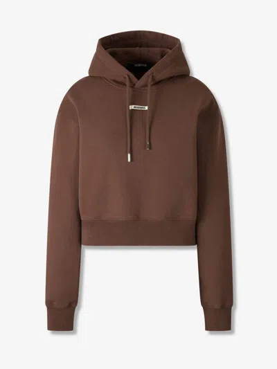 Jacquemus Le Hoodie Gros Grain Hooded Cotton Sweatshirt In Brown
