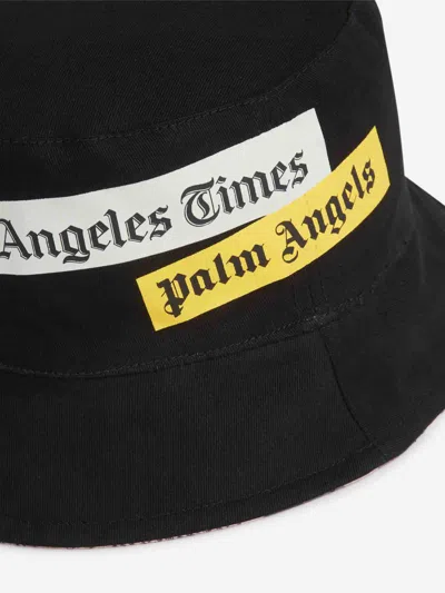 Palm Angels Newspaper Print Bucket Hat In Brown