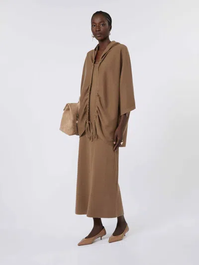 Max Mara Wool Tricot Cardigan In Brown