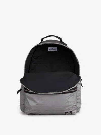 Stone Island Gray Backpack With Front Zip Pocket And Adjustable Straps In Gray