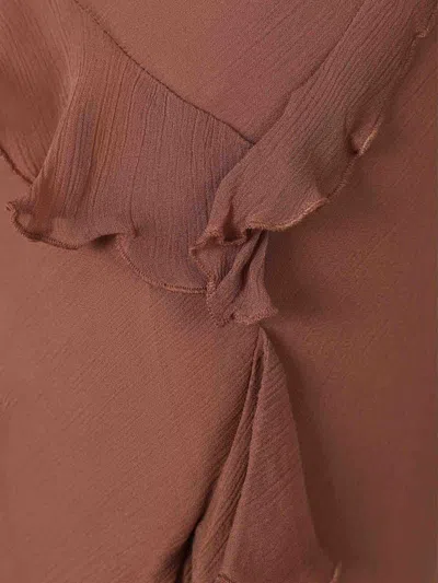 Staud Diana Ruffled Asymmetric Maxi Skirt In Brown