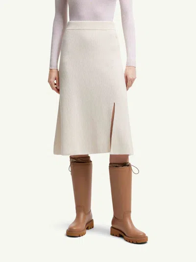 Moncler Ribbed-knit Wool And Cashmere Midi Skirt In Neutral