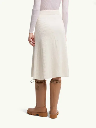 Moncler Ribbed-knit Wool And Cashmere Midi Skirt In Neutral