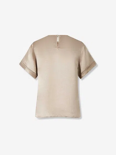Simkhai Womens Faded Olive Addison Short-sleeve Satin Top In Neutral